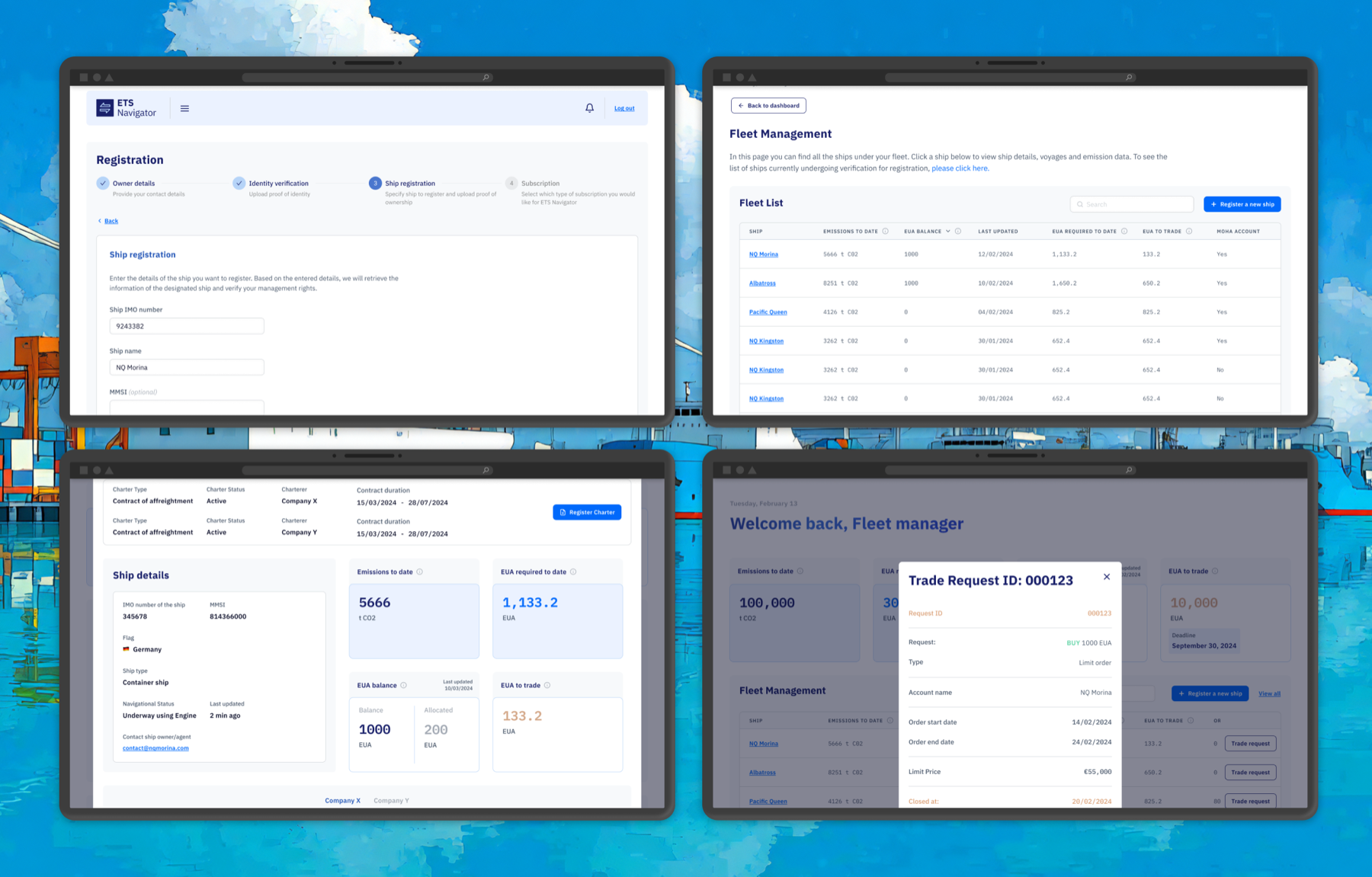 Additional ETS Navigator platform screens.